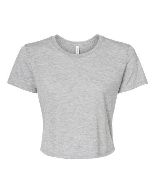 Women’s Flowy Crop Tee Athletic Heather front view for custom printing