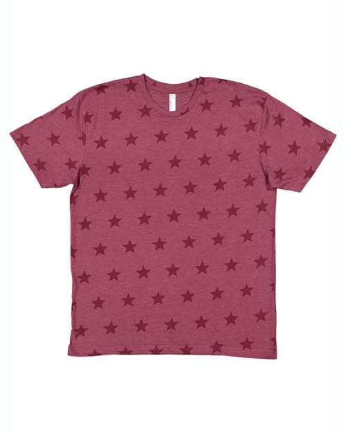 Men's Star Print Tee Burgundy Star front view for custom printing