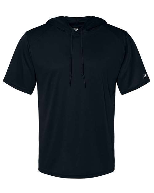 Men's B-Core Hooded T-Shirt Black front view for custom printing