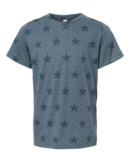 Youth Star Print Tee Denim Star front view for custom printing