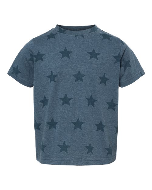 Toddler Star Print Tee Denim Star front view for custom printing