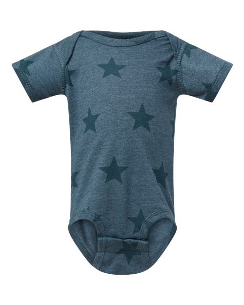 Infant Star Print Bodysuit Denim Star front view for custom printing