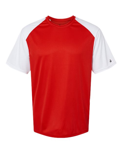 Men's Breakout T-Shirt Red/ White front view for custom printing
