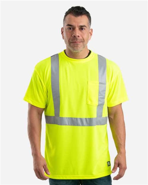 Men's Tall Hi-Vis Class 2 Performance T-Shirt Yellow front view for custom printing