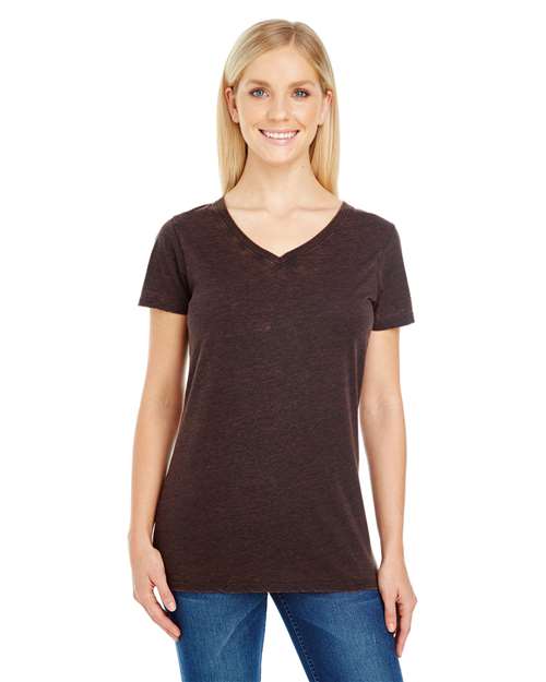 Women's Cross Dye V-Neck T-Shirt Flame front view for custom printing