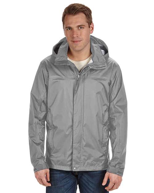 Precip Eco Jacket Steel Onyx front view for custom printing