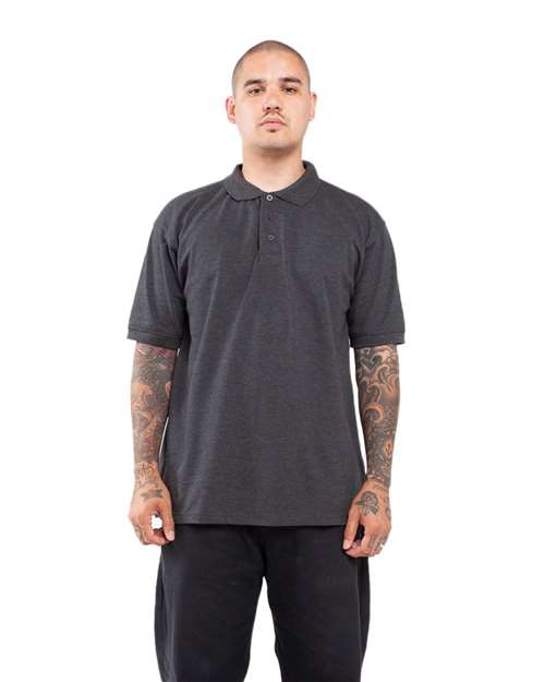 Unisex Polo Charcoal Grey front view for custom printing
