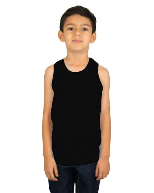 Youth Tank Black front view for custom printing