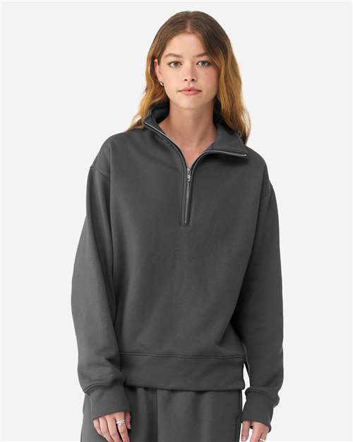 Unisex 10 oz Quarter-Zip Pullover Sweatshirt Asphalt front view for custom printing