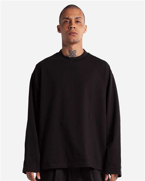 Unisex Max Heavyweight Oversized Long Sleeve T-Shirt Black front view for custom printing