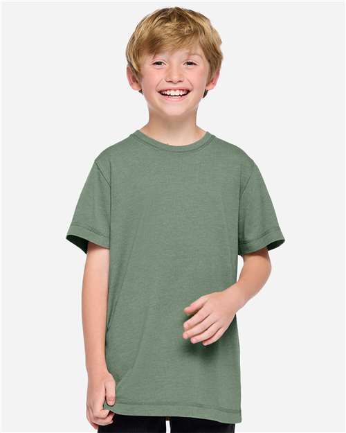 Youth Vintage Wash Tee Washed Basil front view for custom printing