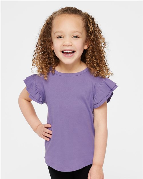 Toddler Flutter Sleeve Tee Ballerina front view for custom printing