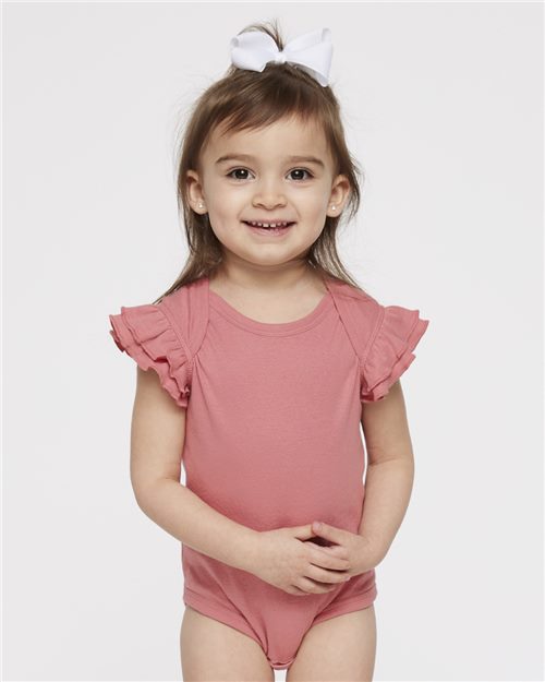 Infant Flutter Sleeve Baby Rib Bodysuit Ballerina front view for custom printing