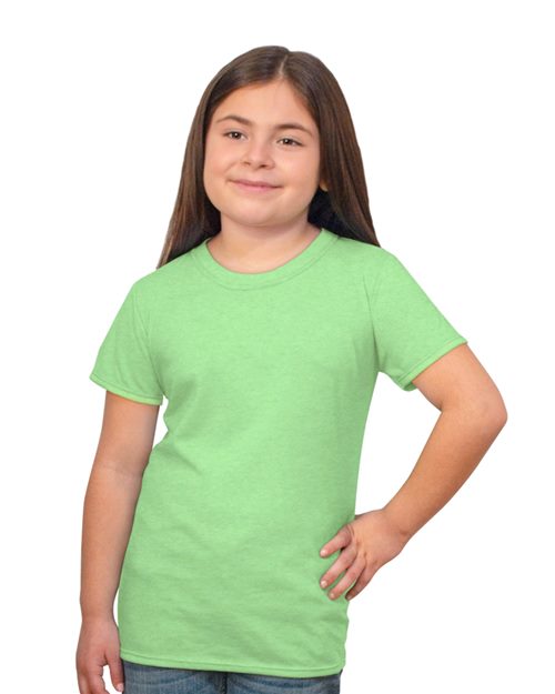 Girls' Princess T-Shirt Heather Blondie Blue front view for custom printing