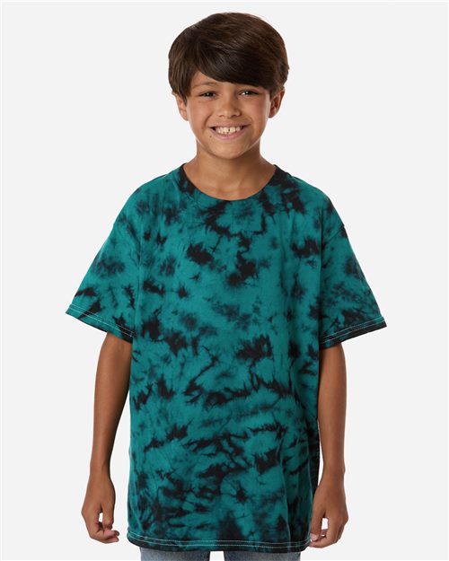 Youth Crystal Wash T-Shirt Crystal Black front view for custom printing
