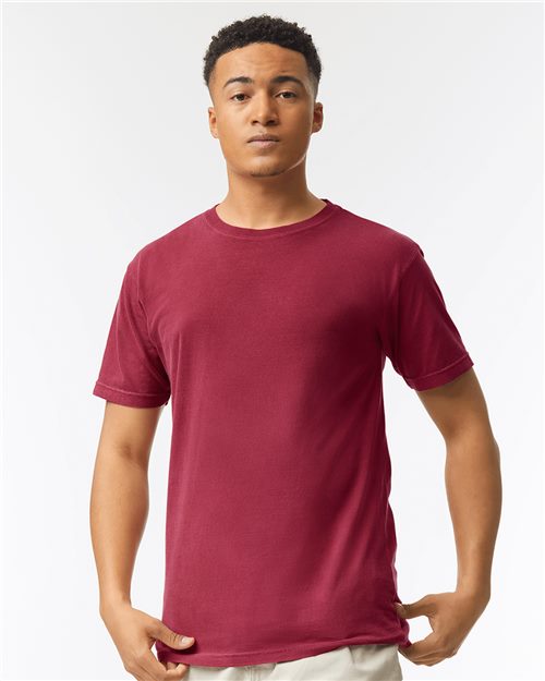 Unisex Garment-Dyed Lightweight T-Shirt Blue Jean front view for custom printing