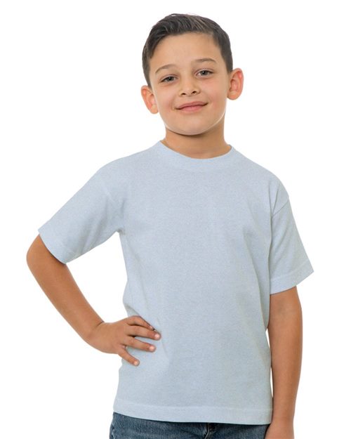Youth USA-Made T-Shirt Ash front view for custom printing