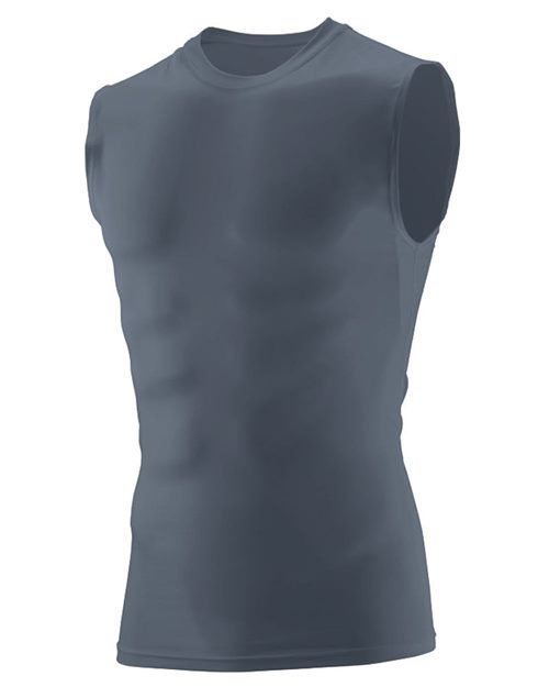 Youth Hyperform Sleeveless Compression Shirt Black front view for custom printing