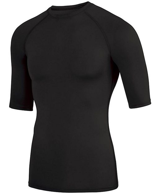 Men's Hyperform Compression Half Sleeve Shirt Black front view for custom printing