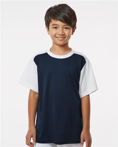 Youth Crewneck Pullover Baseball Jersey Black/ Silver front view for custom printing