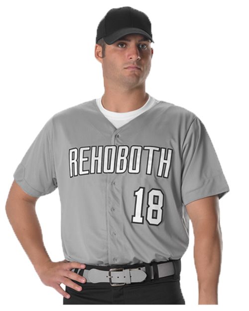Men's Full Button Lightweight Baseball Jersey Black front view for custom printing