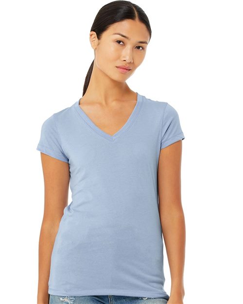 Women’s Jersey V-Neck Tee Athletic Heather front view for custom printing