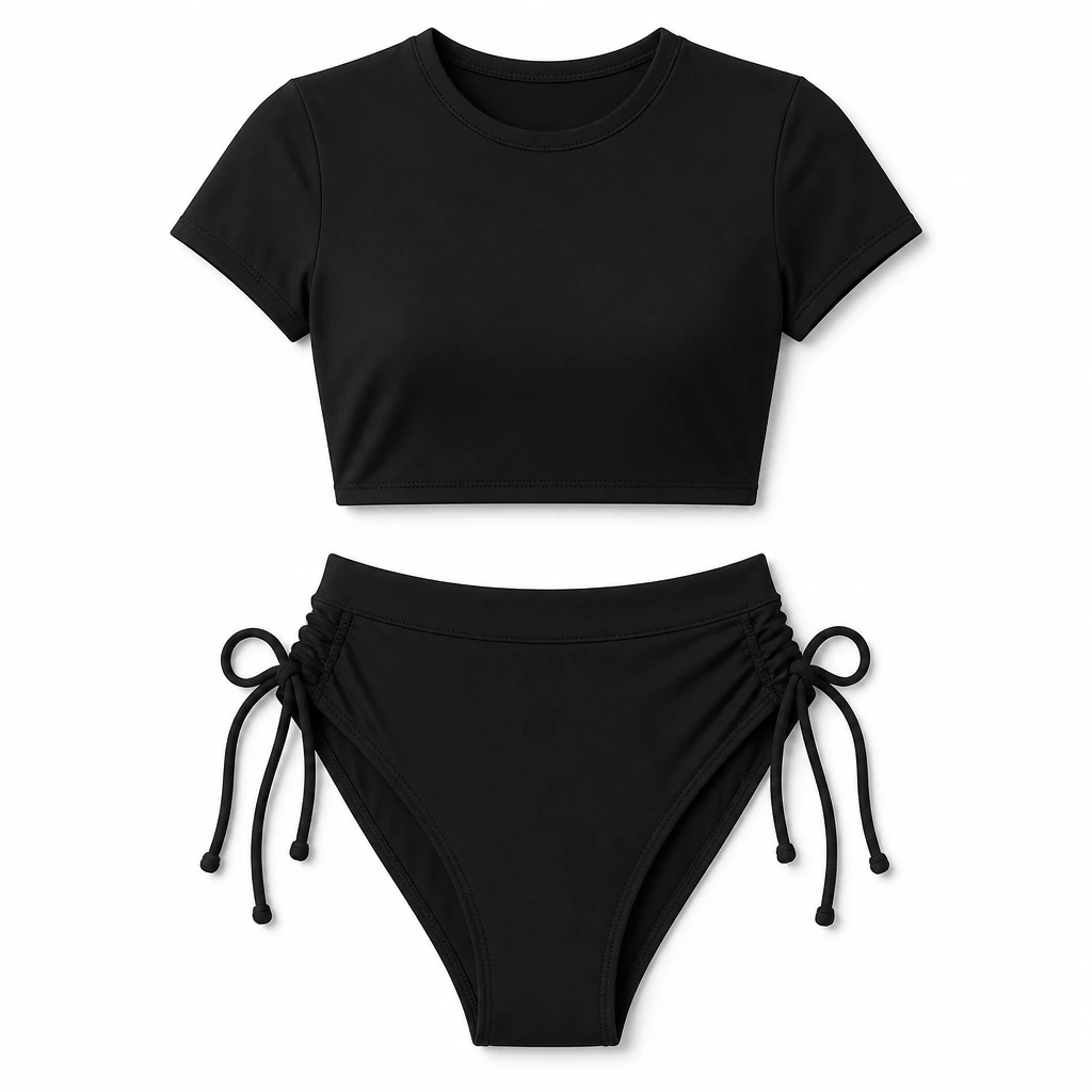 The Reserve Collection A2Z 2 Piece Crisscross Bikini Black front view for custom printing