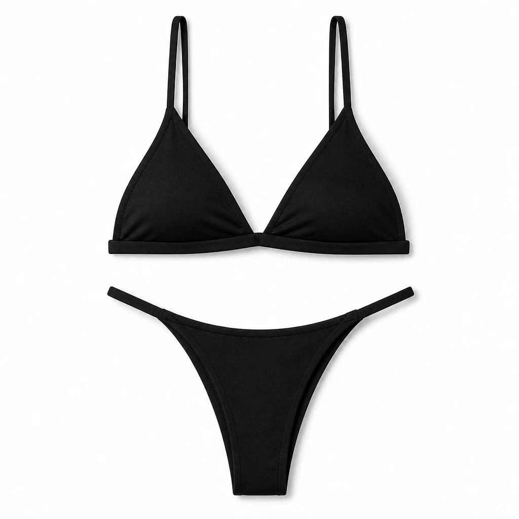 2 Piece Staple Bikini Black front view for custom printing