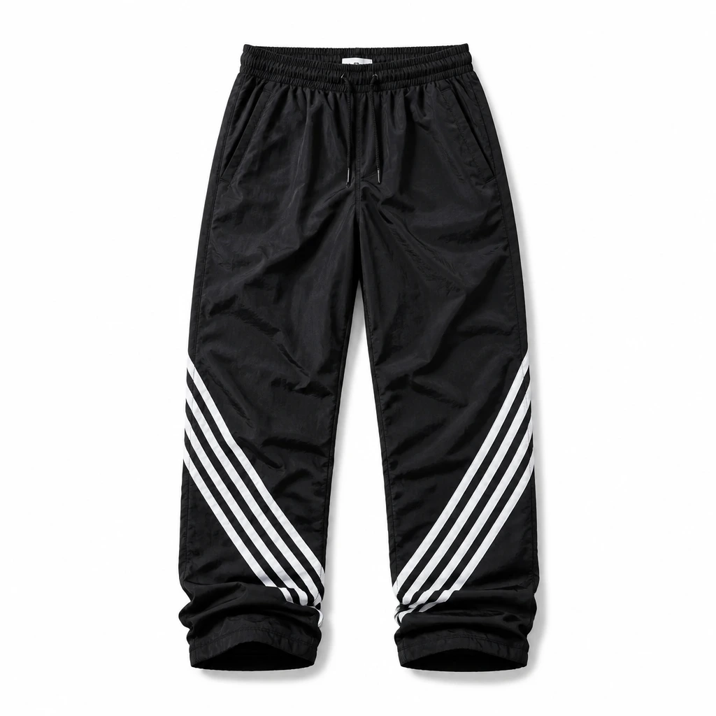 The Reserve Collection BH88P 88 Vntg Nylon Track Pants Black front view for custom printing