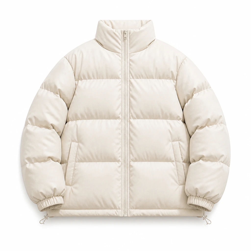 The Reserve Collection A2Z Men's Premium Quilted Puffer Jacket Ivory front view for custom printing