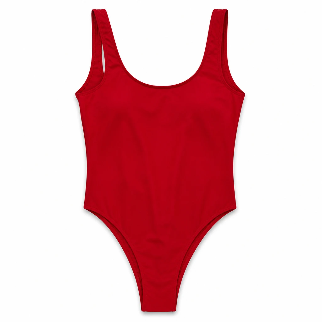 One Piece Swim Suit Red front view for custom printing