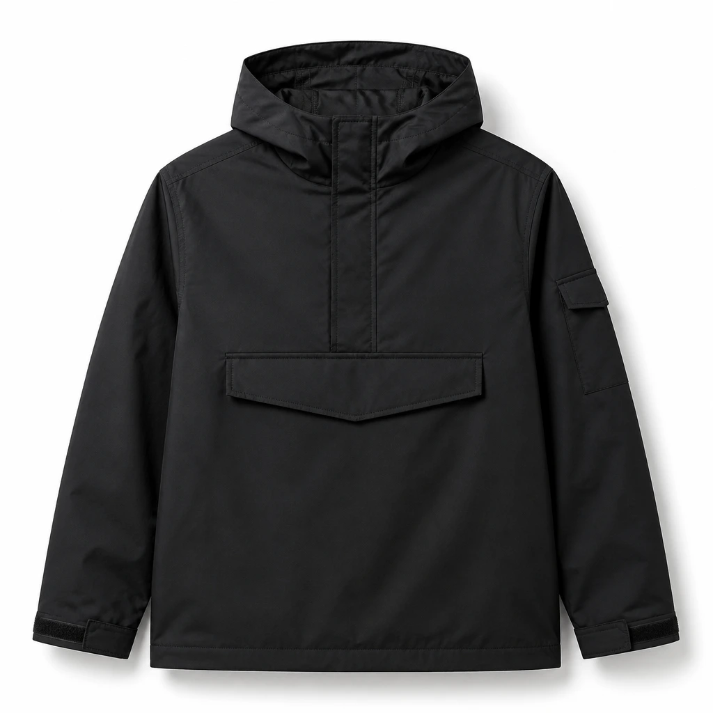 The Reserve Collection 100-522 Solid Nylon Anorak Black front view for custom printing