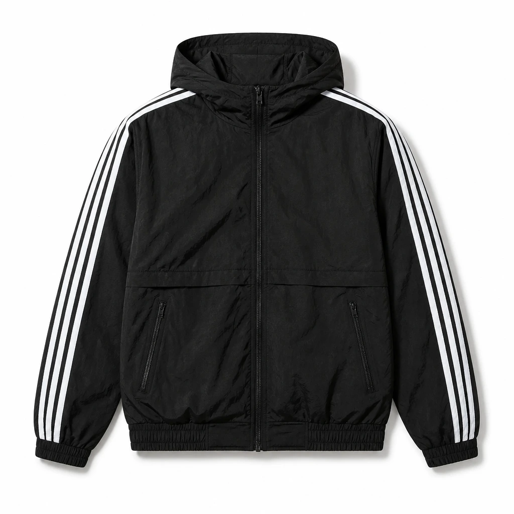 The Reserve Collection BH88J 88 Vntg Nylon Track Jacket Black front view for custom printing