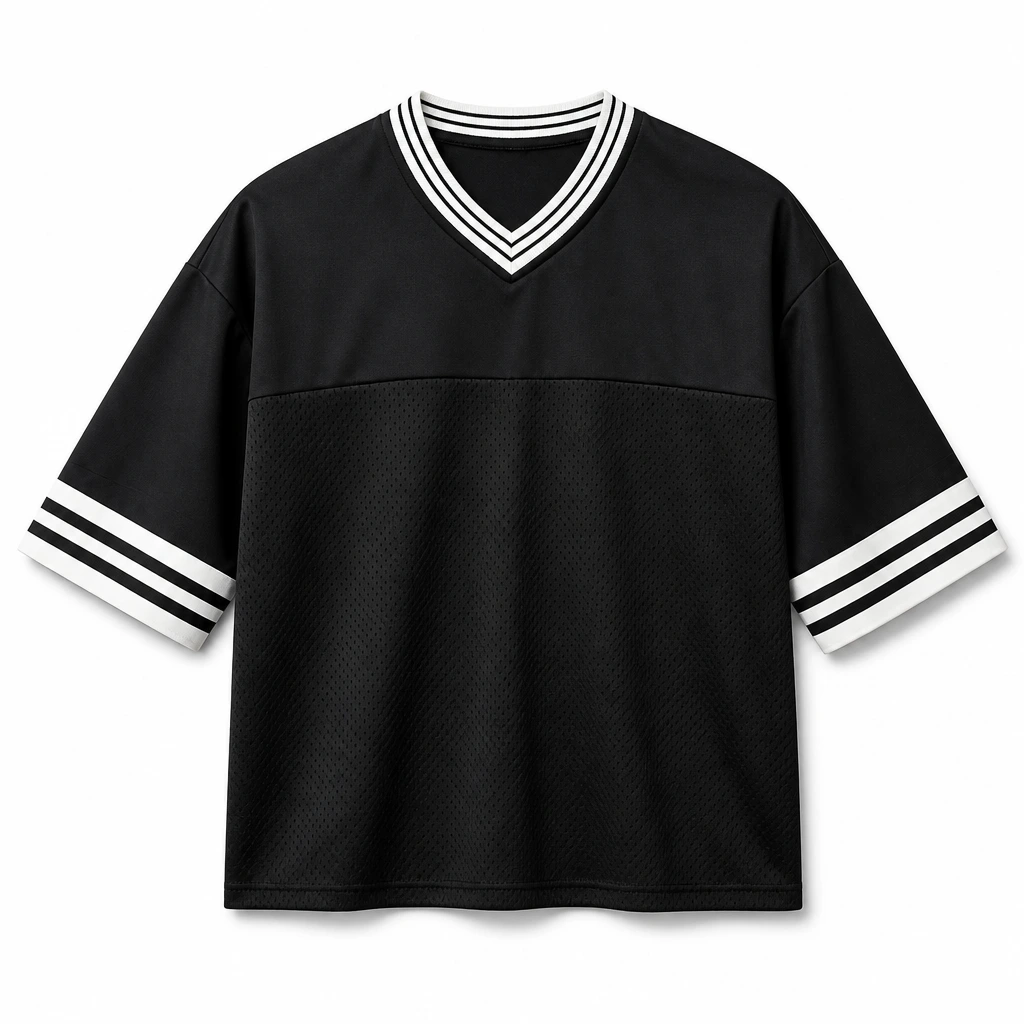 The Reserve Collection BH1401 Tailgate Boxy Jersey Black front view for custom printing