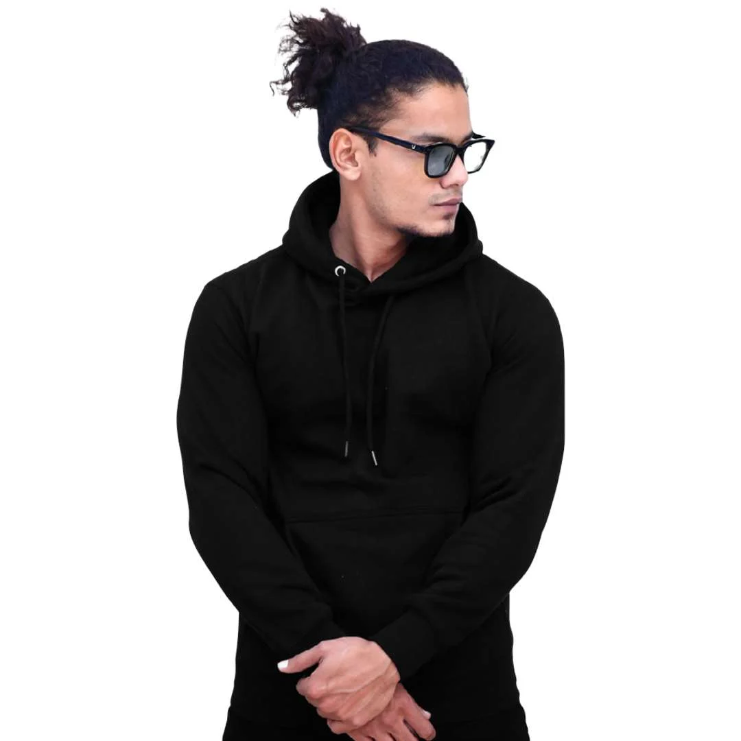 8.5 Oz. Unisex Perfect Fleece Pullover Black front view for custom printing