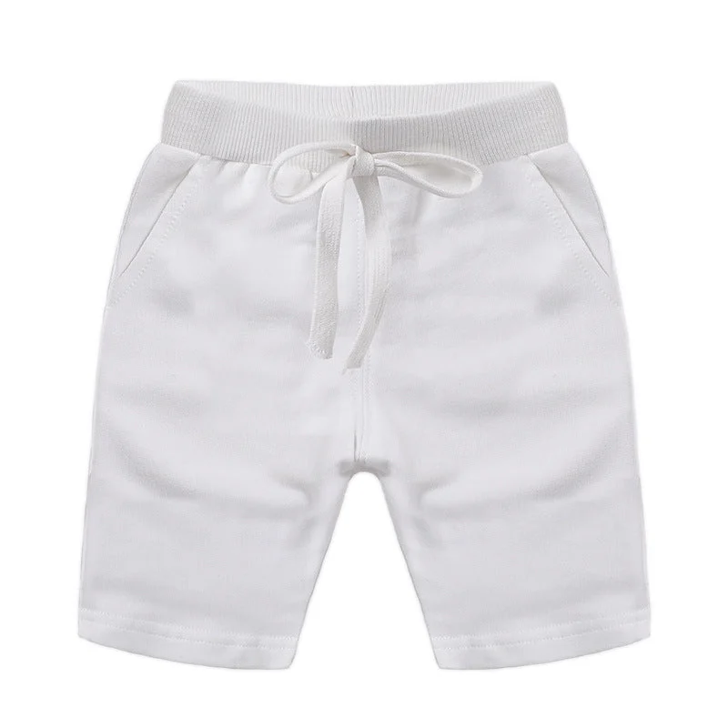 The Reserve Collection BH5102 Boy's Easy Pull-On Summer Shorts White front view for custom printing