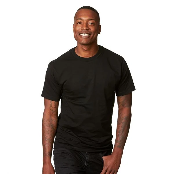 The Reserve Collection M1200 Heavy Weight Tee Black front view for custom printing