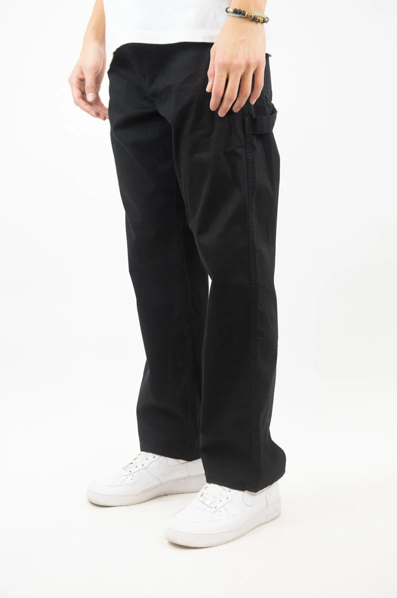 The Reserve Collection 100-680 Relaxed Fit Twill Carpenter Pants Black front view for custom printing