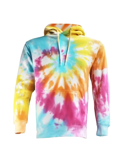 The Reserve Collection TDH Tie Dye Hoodie Yellow Spiral front view for custom printing