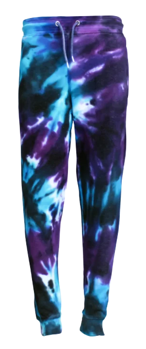 The Reserve Collection 12345 Tie Dye Joggers Pant 8.25 Oz Purple Spiral front view for custom printing