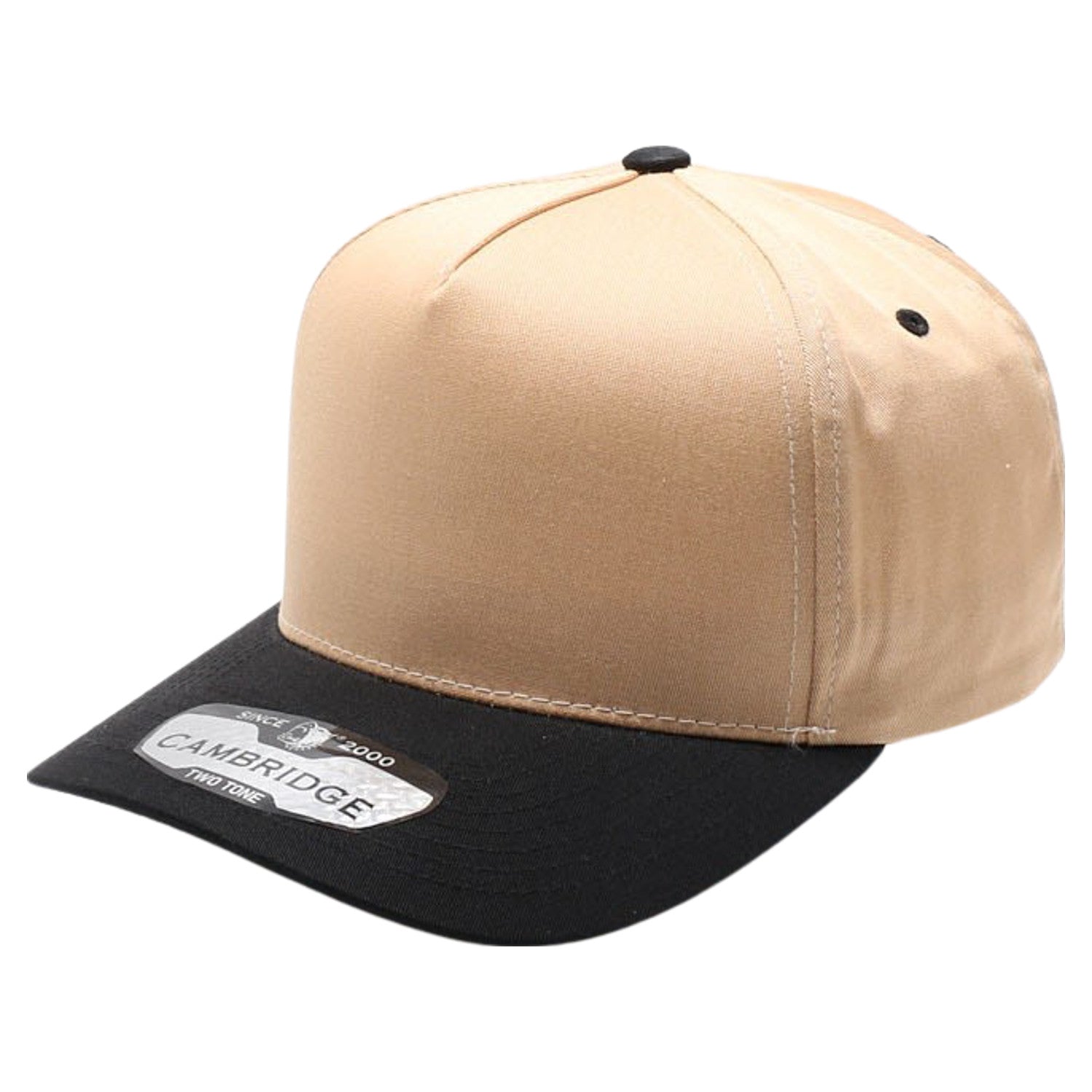 5 Panel High Frame Khaki Two-Tone KHAKI/BLACK front view for custom printing