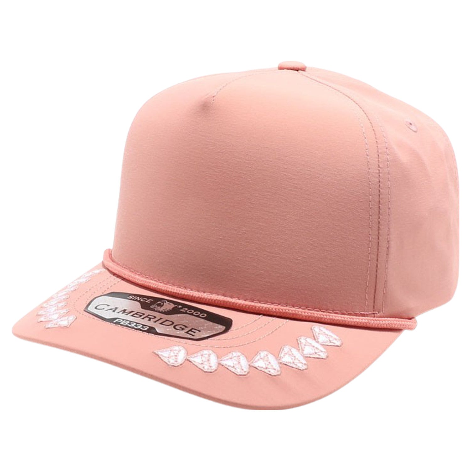 5 Panel Diamond Rope CORAL front view for custom printing