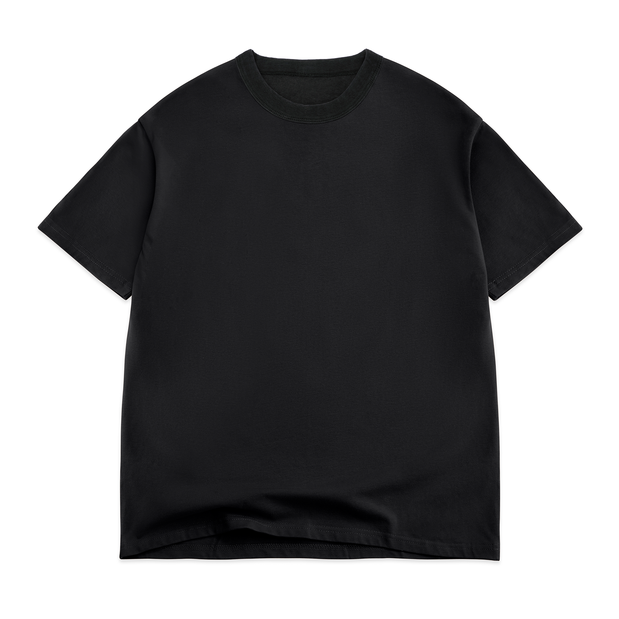 OVERSIZED CROP S/S TEE 7.5 OZ Limo Black front view for custom printing