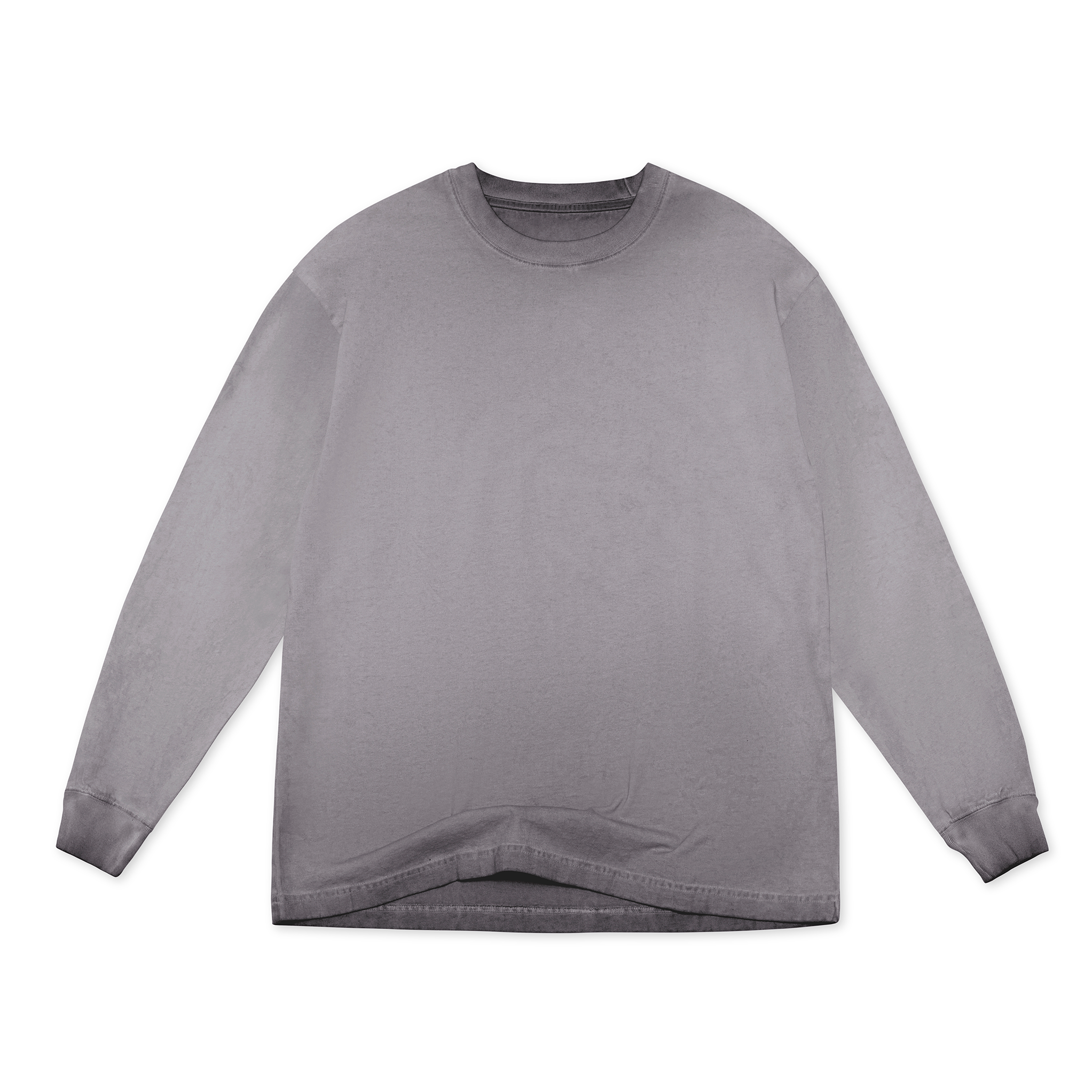 OVERSIZED BOX L/S TEE 7.5oz Charcoal Oil Wash front view for custom printing