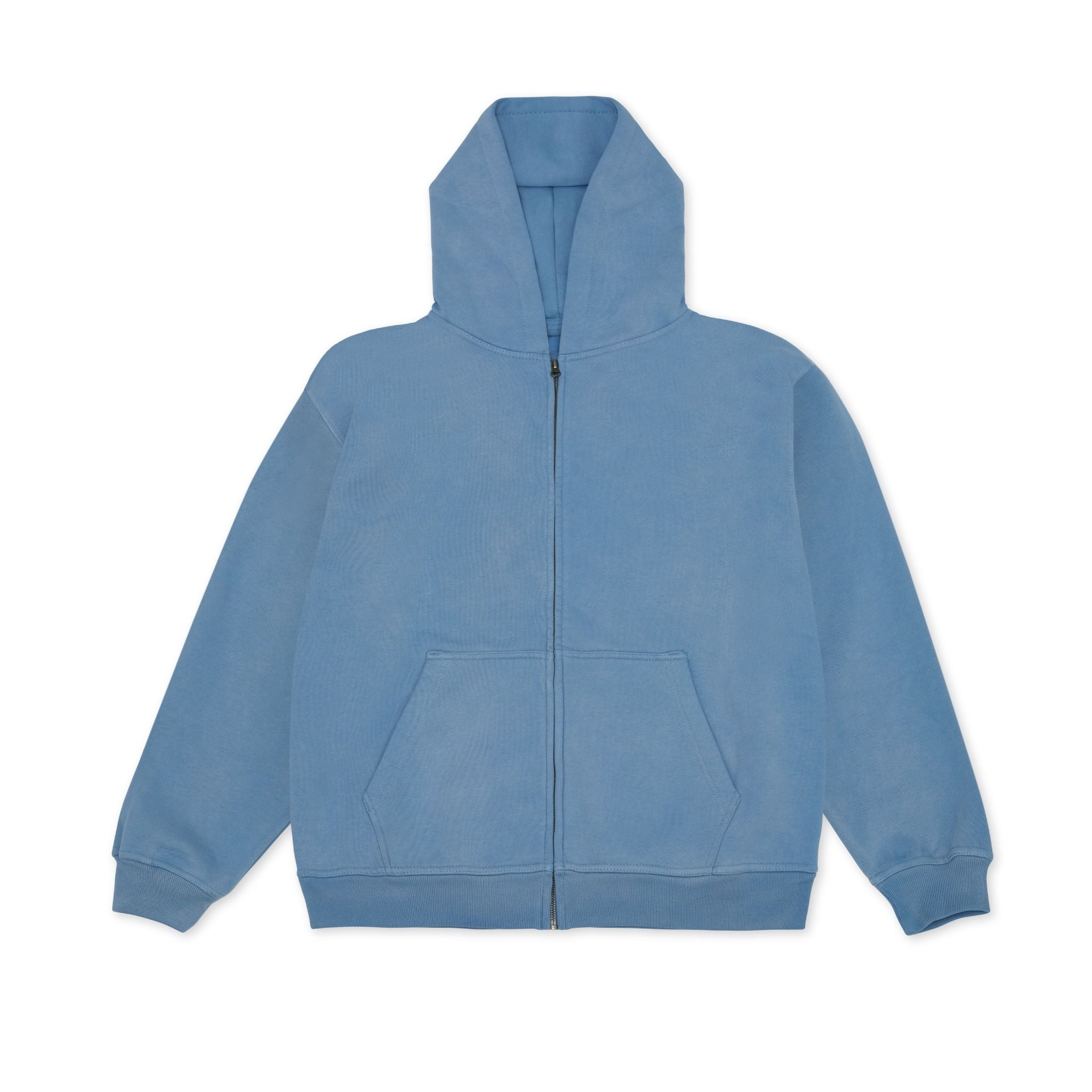 SPECIAL ZIP HOODIE 14oz Powder Blue front view for custom printing