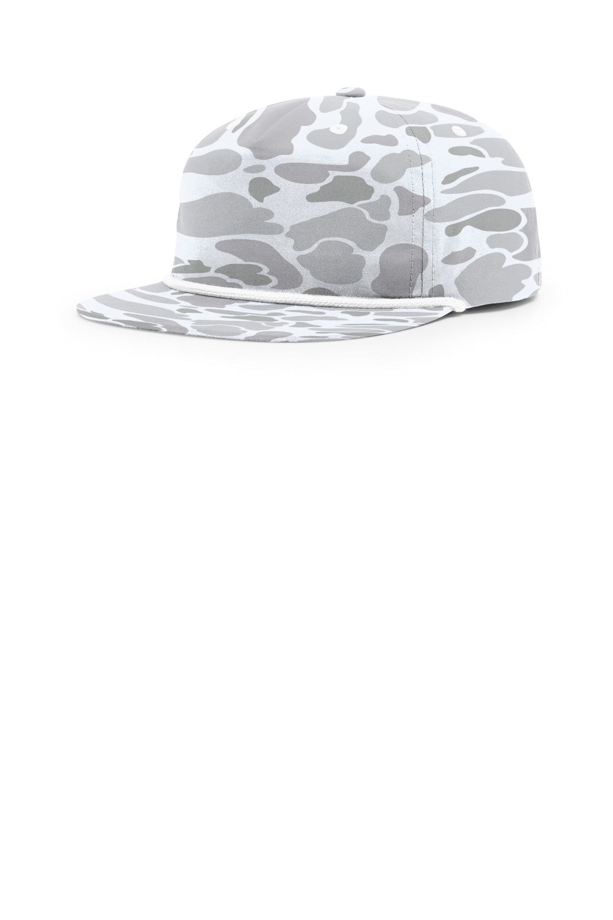 Printed Umpqua Gramps Cap Blizzard Duck Camo/ White front view for custom printing