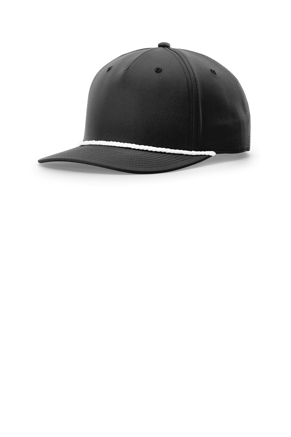 5-Panel Classic Rope Cap Black/ White front view for custom printing