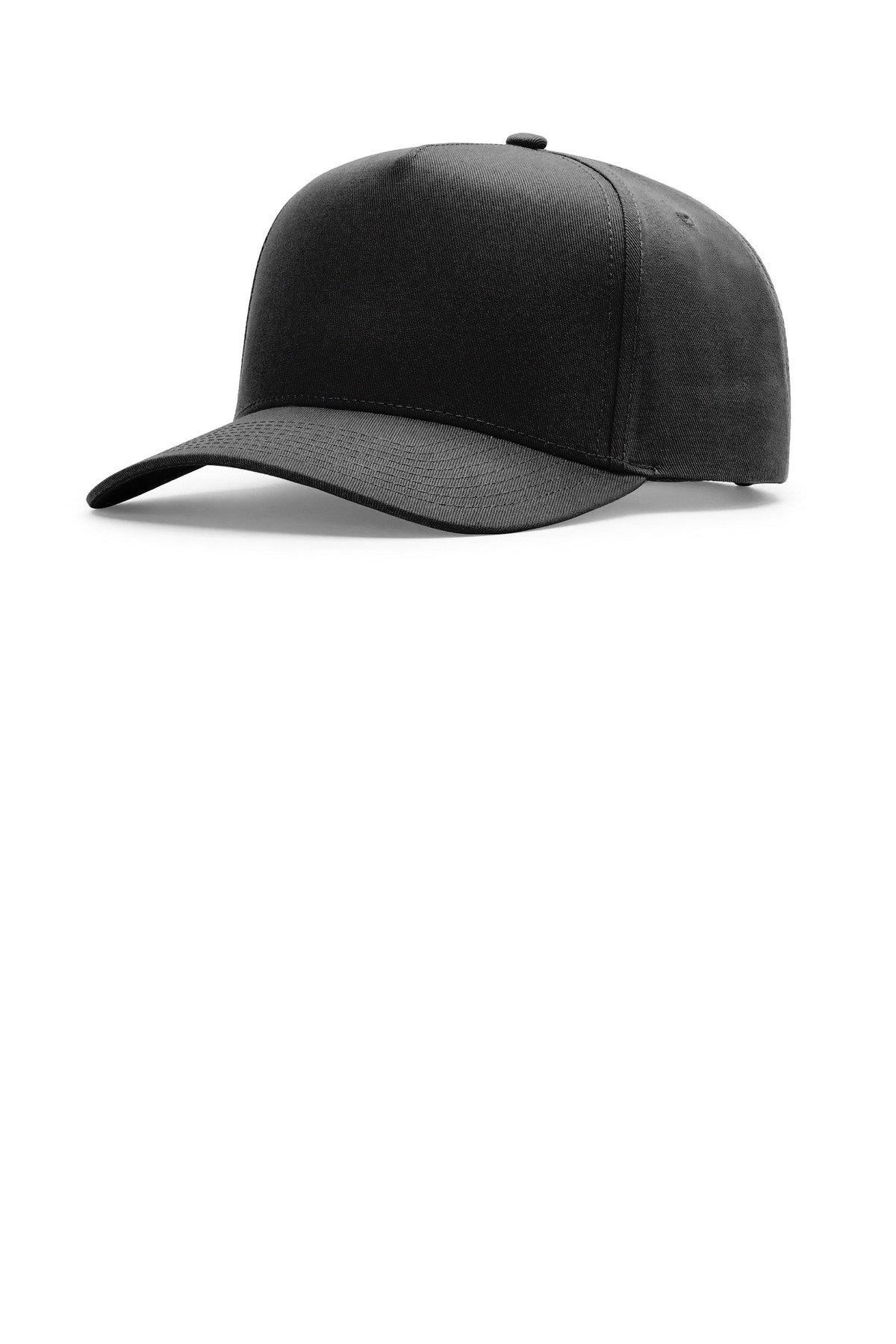 Full Fabric 5-Panel Champ Black front view for custom printing