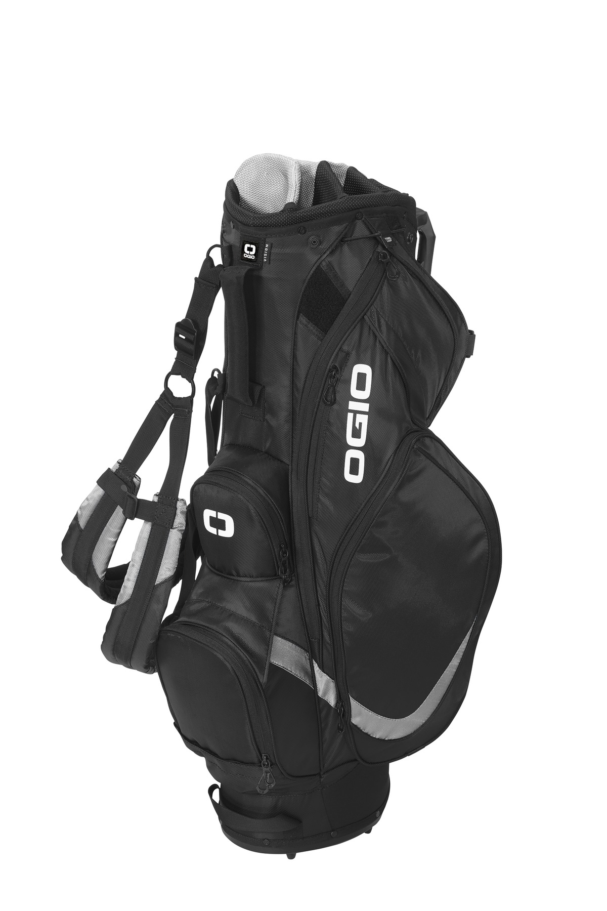 Vision 2.0 Golf Bag Black/ Silver front view for custom printing