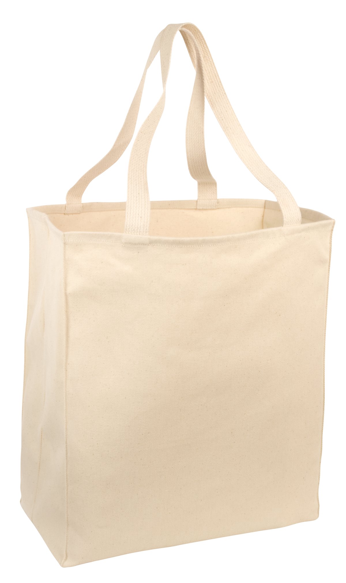 Ideal Twill Over-the-Shoulder Grocery Tote Natural front view for custom printing